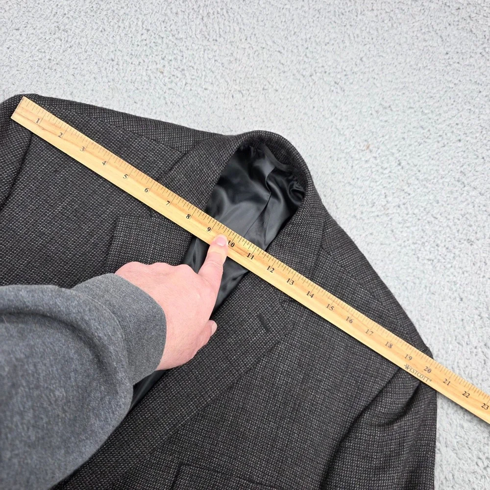 Chaps Mens 46R Wool Blazer Sport‎ Coat Brown Black Micro Check Two Button Jacket